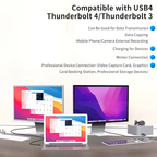One cable driving two external displays and a laptop, compatible with USB4 and Thunderbolt 4/3