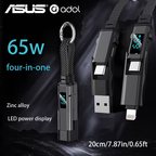 ASUS adol 4-in-1 lanyard cable, dark grey, zinc alloy bodies, LED display, 20 cm