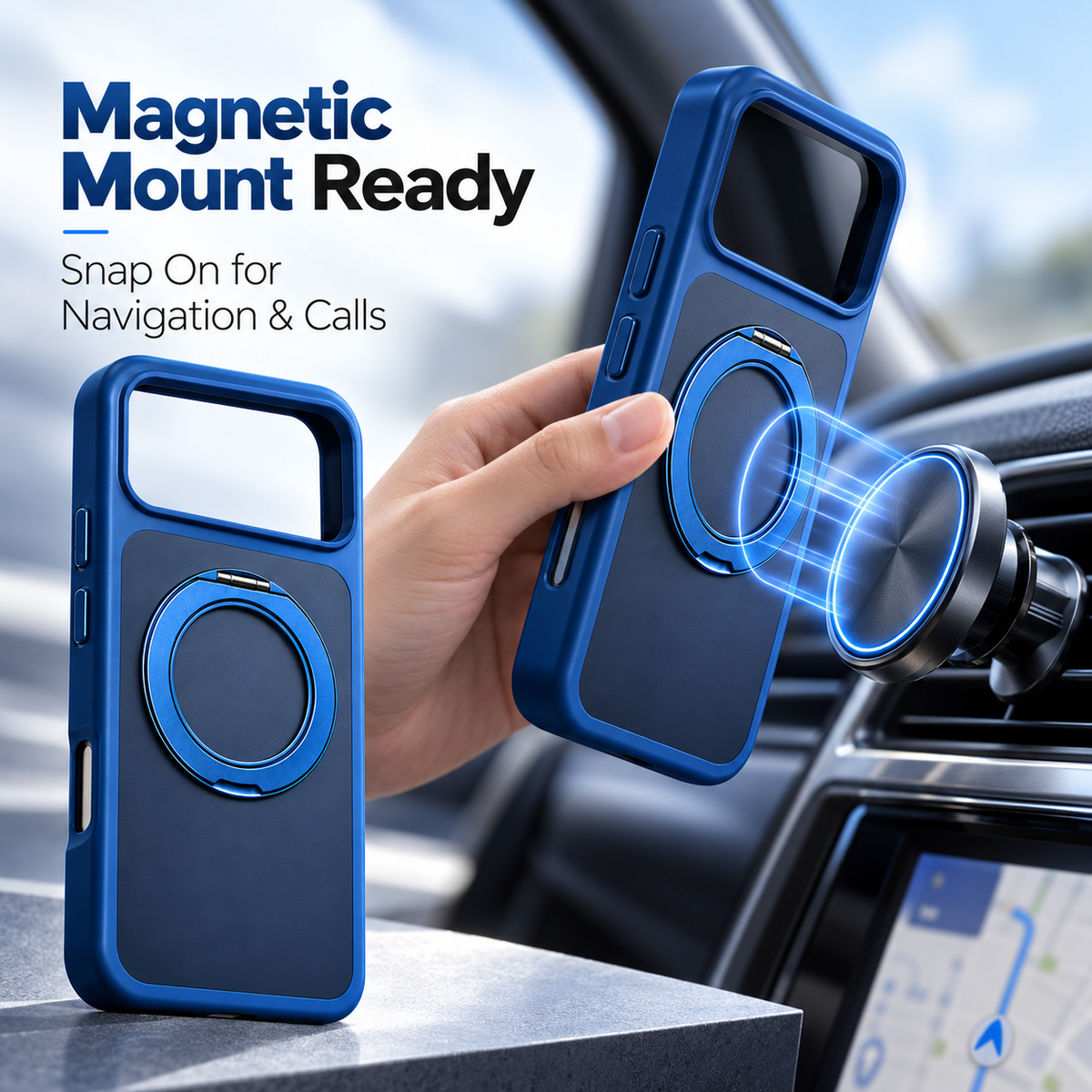 Coral Red 360° Stand 2.0 Case — soft-touch matte finish with rotating ring stand