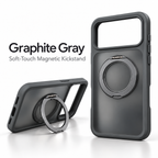 Graphite Gray 360° Stand 2.0 Case — soft-touch matte finish with rotating ring stand