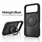 Midnight Black 360° Stand 2.0 Case — soft-touch matte finish with rotating ring stand