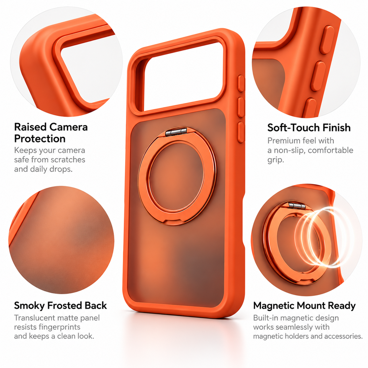 360° rotating ring stand — hands-free viewing angles for watching and working