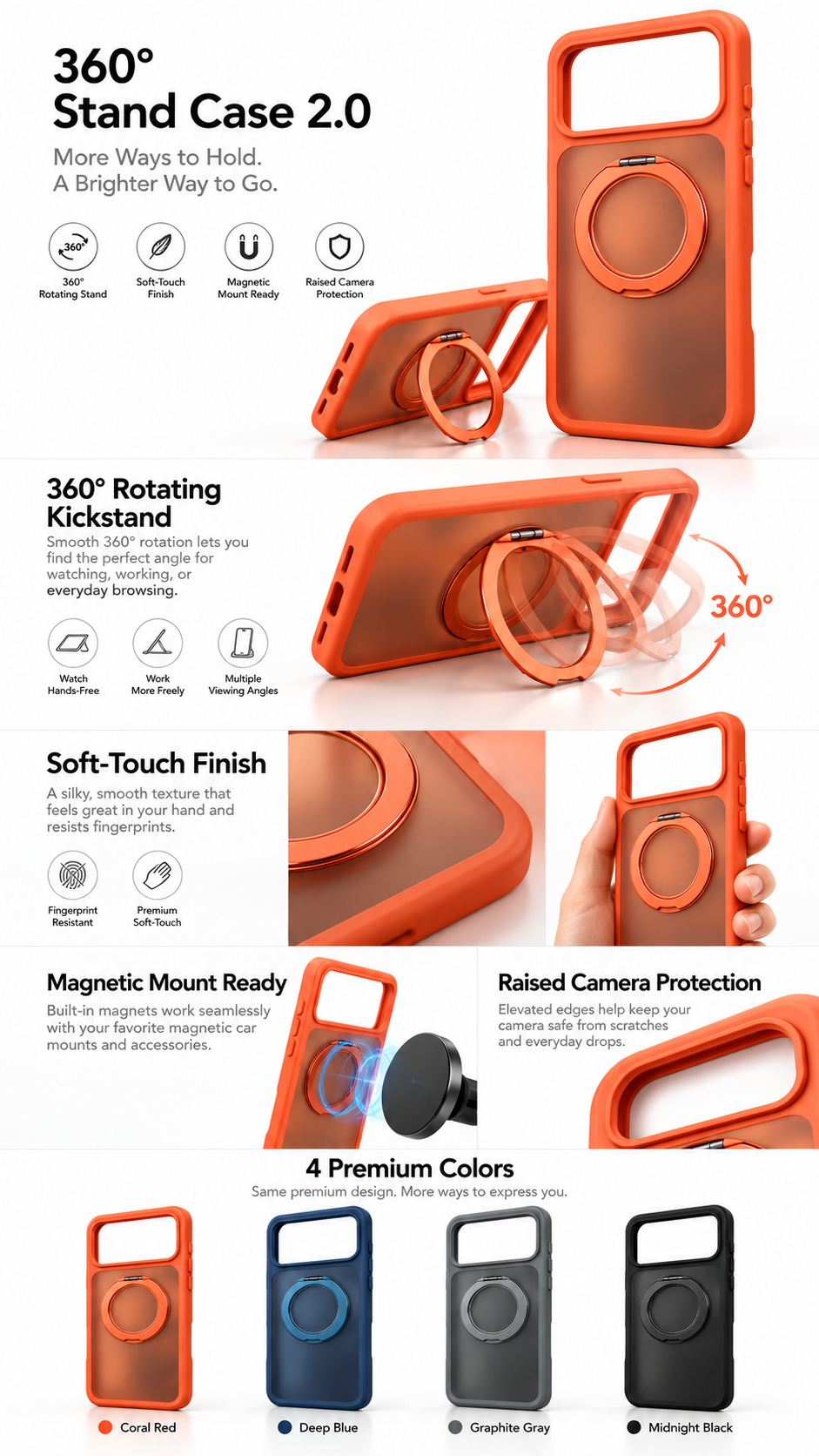 ASUS adol 360° Stand 2.0 Case for iPhone — Soft-Touch Magnetic Kickstand