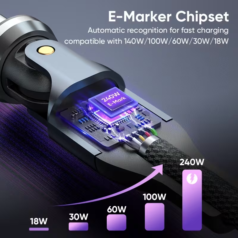 E-Marker chipset with an 18W to 240W power comparison