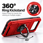 360° zinc-alloy ring kickstand adjusted for hands-free viewing at multiple angles