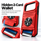 Hidden 2-card wallet open, holding an ID and a credit card