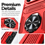 Premium details — zinc-alloy ring stand, precise cutouts and tactile buttons