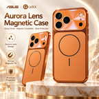 ASUS adol Aurora Lens Magnetic Case in Orange — glossy electroplated frame and aurora camera plate