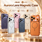 Aurora Lens Magnetic Case in six colors — Purple, Silver, Pink, Navy, Beige and Orange