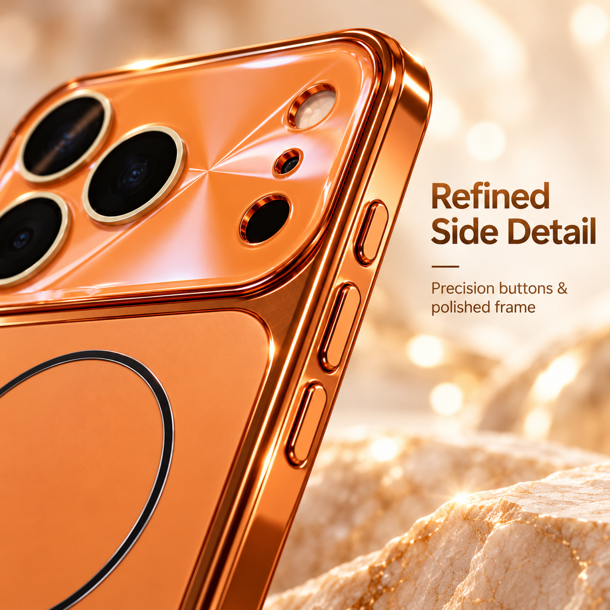 Refined side detail — precision buttons and polished frame