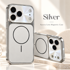 Silver Aurora Lens Magnetic Case — glossy electroplated finish