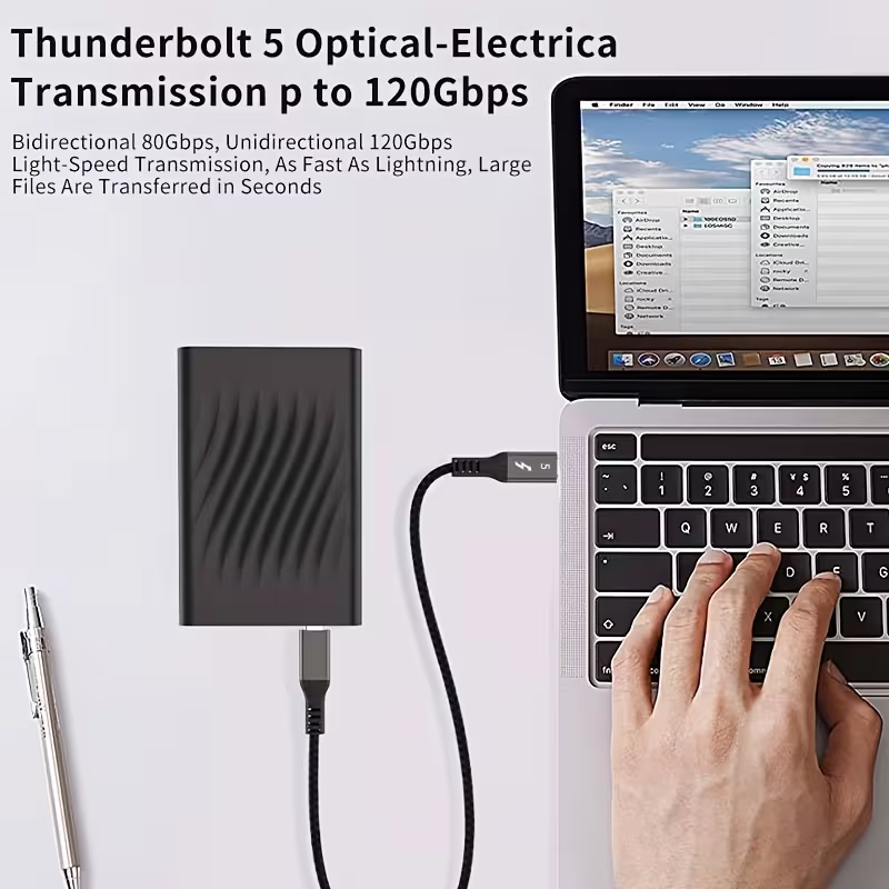 External SSD connected for 120Gbps optical-electrical transmission