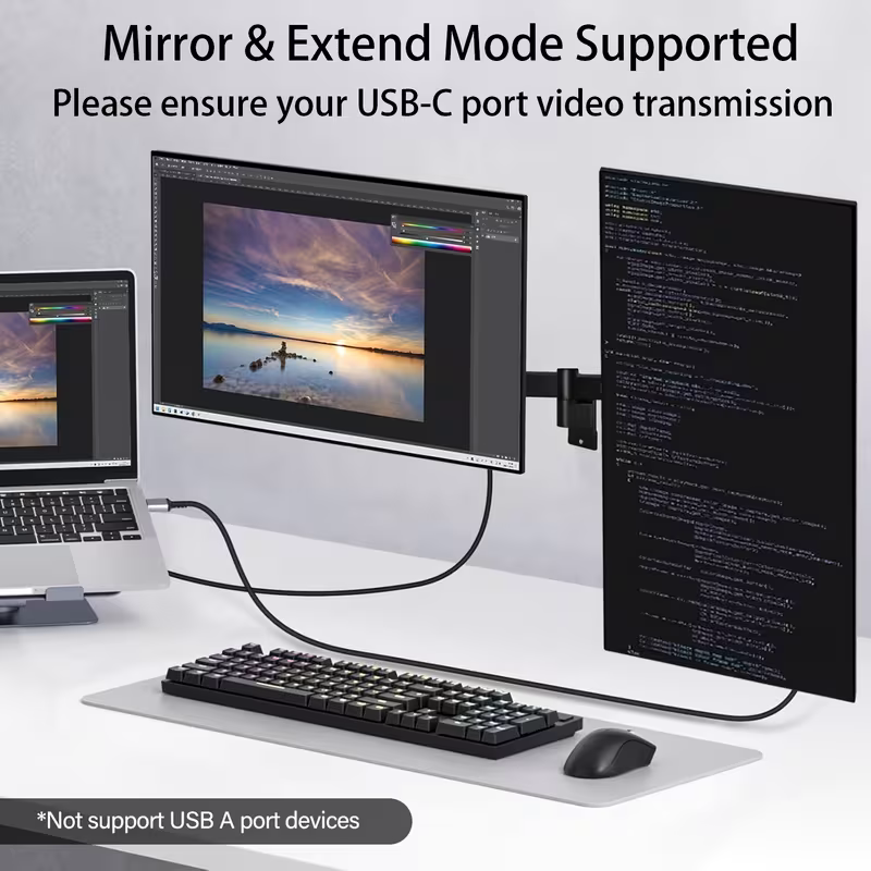 Mirror and extend mode: laptop driving two external displays through one cable