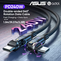 ASUS adol 540° rotating USB-C cable, black braided, 1.0 m, purple-blue lighting