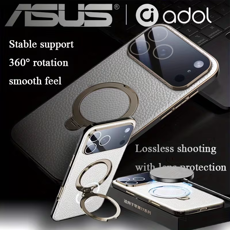 ASUS adol Ultra-Thin Drop-Proof Leather Case for iPhone 17 / 17 Pro / 17 Pro Max — White lychee texture, view 14