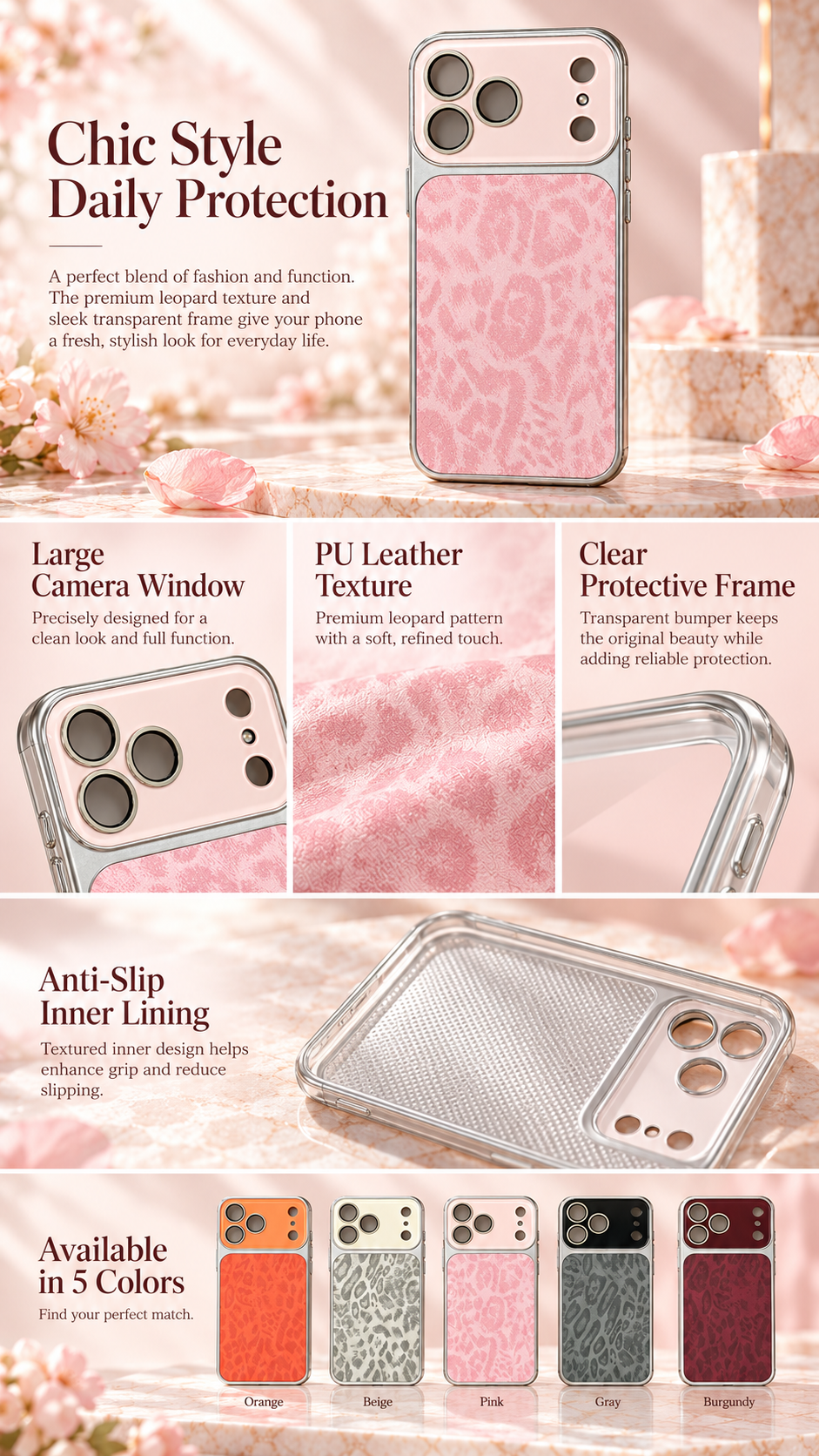 ASUS adol Leopard Print PU Leather Case for iPhone — Large Camera Window