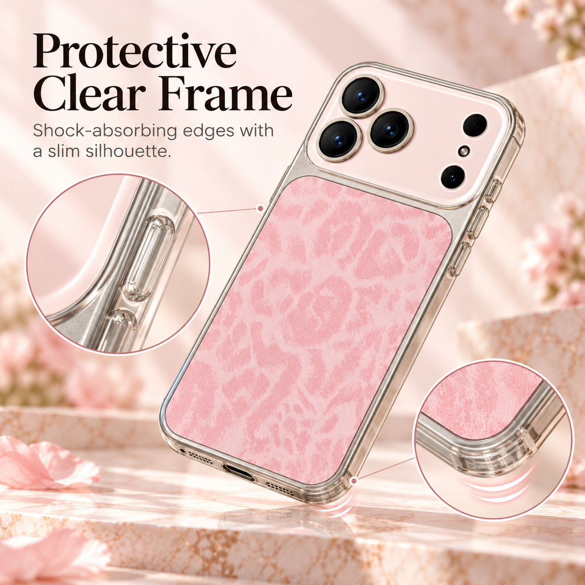 Protective clear frame — shock-absorbing transparent edges with a slim silhouette