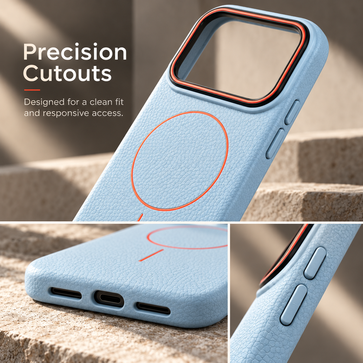 Slim yet protective profile with a comfortable grip
