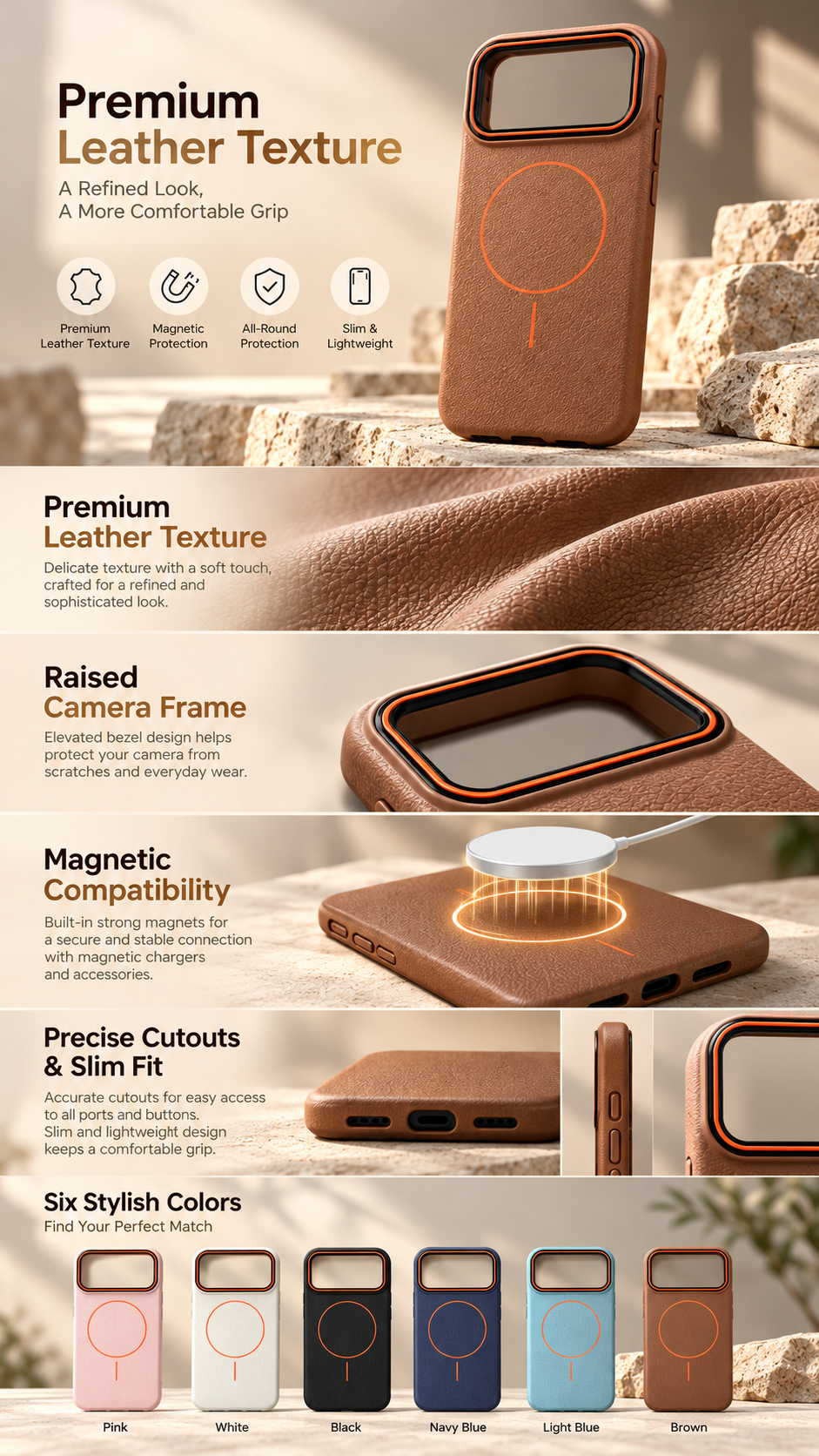 ASUS adol Matte Leather MagSafe Case for iPhone — product details