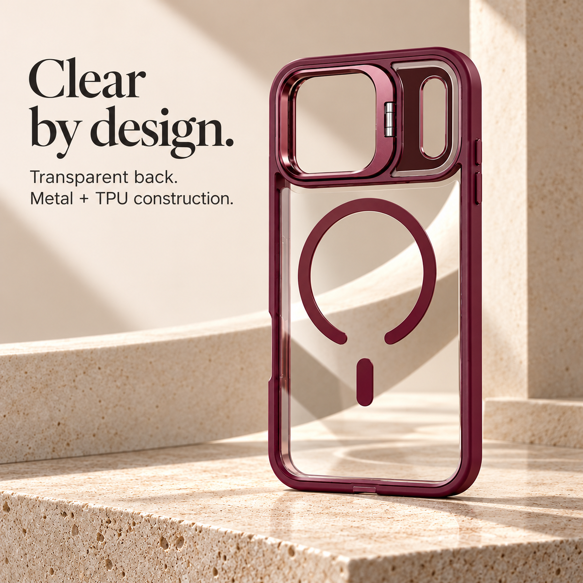 Clear by design — transparent back with metal and TPU construction