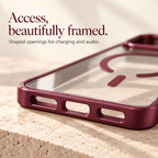 Access, beautifully framed — shaped openings for charging and audio