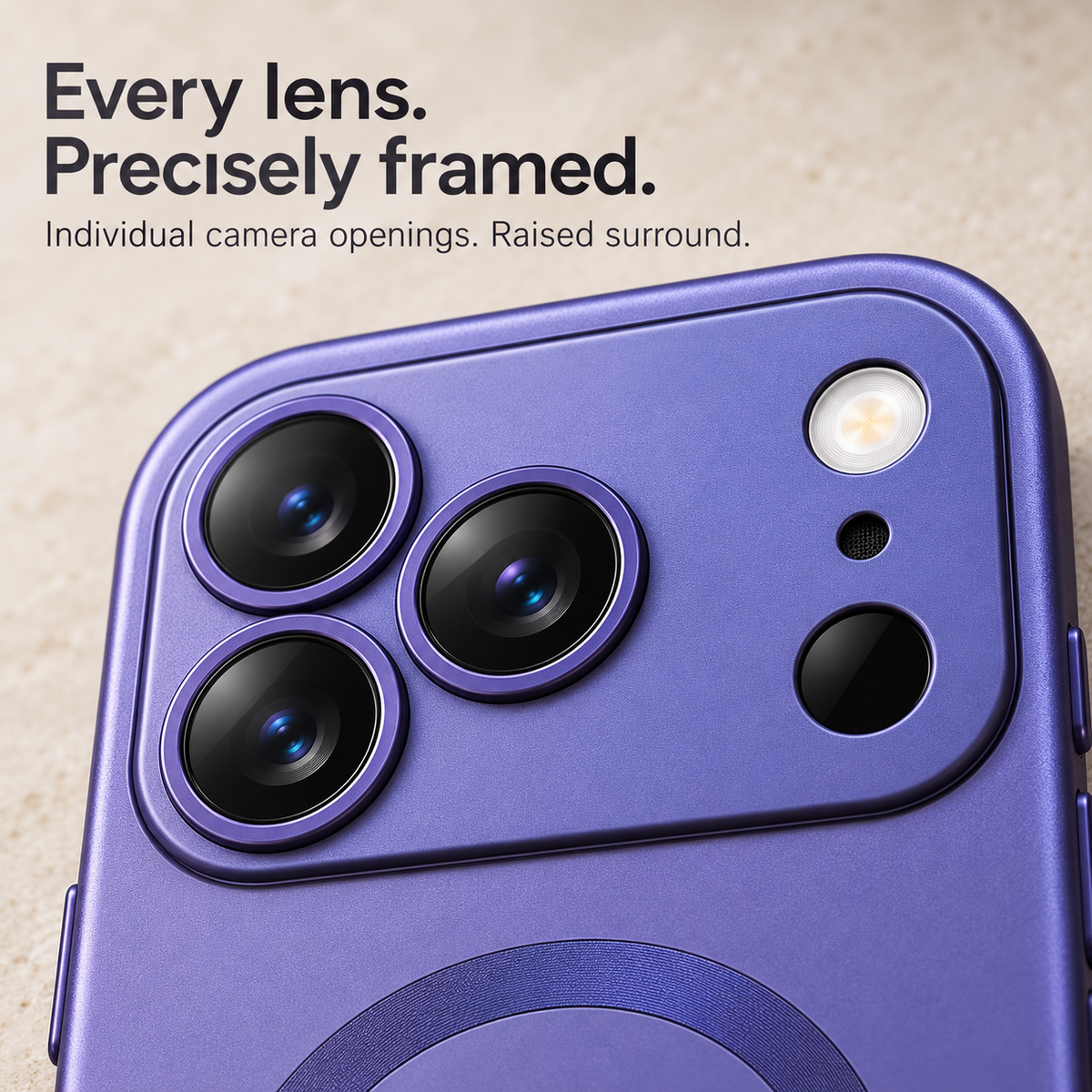Every lens precisely framed — individual camera openings with a raised surround