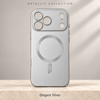 Elegant Silver Metallic Paint Magnetic Case — satin metal-paint finish
