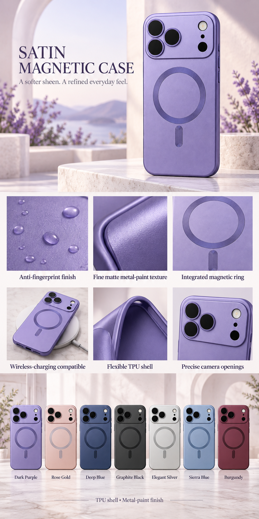 ASUS adol Metallic Paint Magnetic Case for iPhone — Anti-Fingerprint Satin Finish